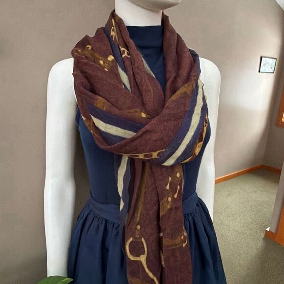 Lauren Ralph Lauren Accessories - Lauren Ralph Lauren Wool Scarf Earth Tones Buckles Belts Rare